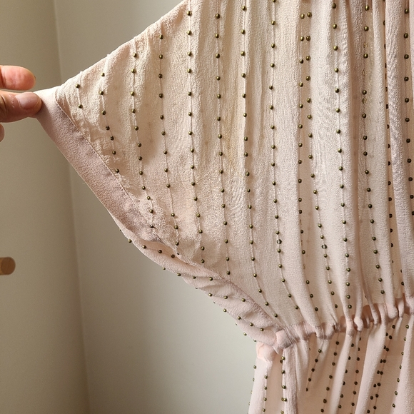 Reiss silk blouse w/ beading, silk lining - sz 10 - Picture 7 of 14